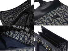 Load image into Gallery viewer, Christian Dior クリスチャンディオール トロッター ハンドバッグ キャンバス レザー ネイビー ゴールド金具 美品 中古 4b005910