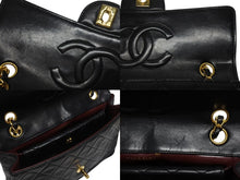 Load image into Gallery viewer, CHANEL シャネル マトラッセ25 Sフラップ Wチェーンショルダーバッグ 1番台 ココマーク ラムスキン ブラック ポーチ付き 美品 中古 4b005914