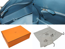 Load image into Gallery viewer, 極美品 HERMES エルメス ショルダーバッグ ジプシエール28 □M シルバー金具 ブルージーン トリヨンクレマンス 中古 4b005915