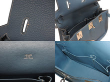 Load image into Gallery viewer, 極美品 HERMES エルメス ショルダーバッグ ジプシエール28 □M シルバー金具 ブルージーン トリヨンクレマンス 中古 4b005915