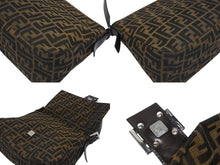 画像をギャラリービューアに読み込む, FENDI フェンディ マンマバケット ショルダーバッグ ズッカ柄 コットンキャンバス レザー ブラウン シルバー金具 美品 中古 4b005923