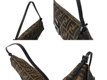 画像をギャラリービューアに読み込む, FENDI フェンディ マンマバケット ワンショルダーバッグ 26424 ズッカ柄 キャンバス レザー ブラウン ブラック シルバー金具 美品 中古 4b005924