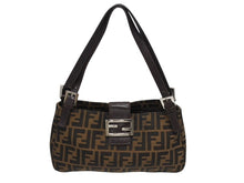 画像をギャラリービューアに読み込む, FENDI フェンディ マンマバケット ワンショルダーバッグ 26424 ズッカ柄 ブラウン キャンバス レザー シルバー金具 美品 中古 4b005926