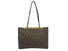 Load image into Gallery viewer, FENDI フェンディ ショルダーバッグ トートバッグ ズッカ柄 キャンバス ブラウン ゴールド金具 美品 中古 4b005927