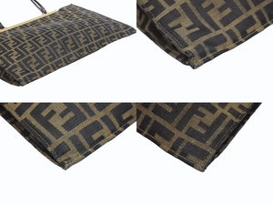 FENDI フェンディ ショルダーバッグ トートバッグ ズッカ柄 キャンバス ブラウン ゴールド金具 美品 中古 4b005927