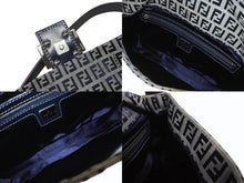 画像をギャラリービューアに読み込む, 極美品 FENDI フェンディ ズッキーノ柄 マンマバケット ワンショルダーバッグ 26424 ネイビー シルバー シルバー金具 中古 4b005928