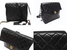Load image into Gallery viewer, CHANEL シャネル マトラッセラムスキン チェーン スクエアリュック ココマーク ブラック ゴールド金具 美品 中古 4b005940
