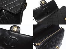Load image into Gallery viewer, CHANEL シャネル マトラッセラムスキン チェーン スクエアリュック ココマーク ブラック ゴールド金具 美品 中古 4b005940