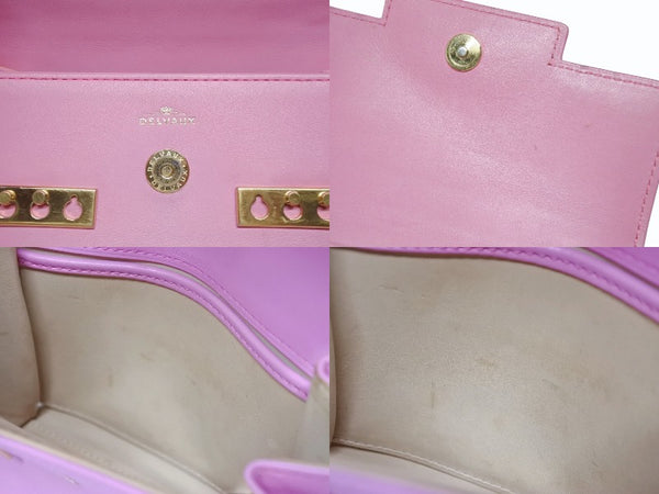 DELVAUX デルヴォー TEMPETE SMALL タンペート スモール 2WAYバッグ カーフレザー ピンク ゴールド金具 美品 中古 4b005952