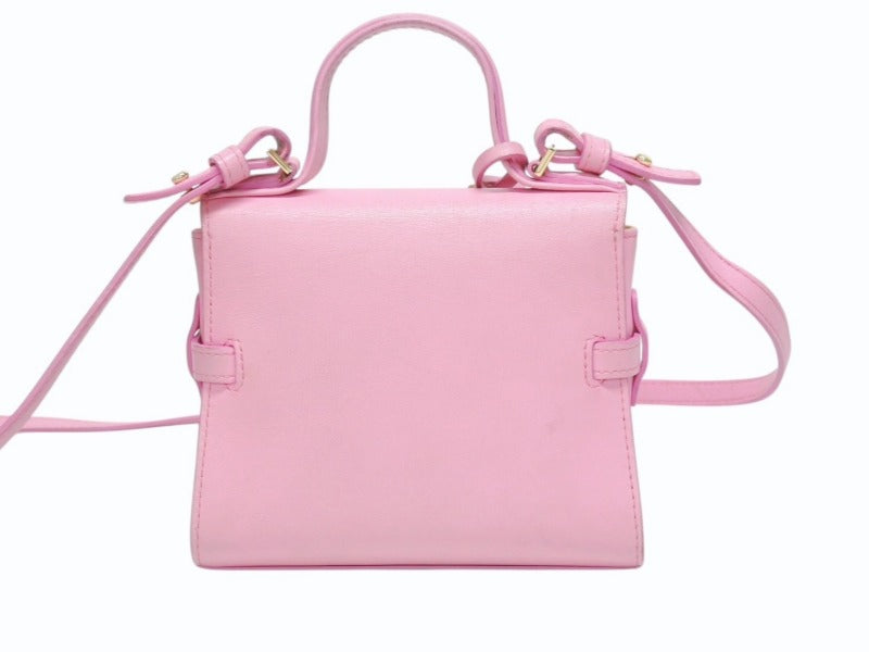 DELVAUX デルヴォー TEMPETE SMALL タンペート スモール 2WAYバッグ カーフレザー ピンク ゴールド金具 美品 中古 4b005952