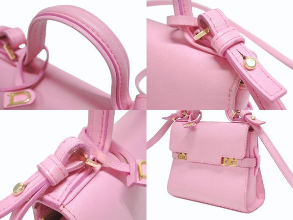 DELVAUX デルヴォー TEMPETE SMALL タンペート スモール 2WAYバッグ カーフレザー ピンク ゴールド金具 美品 中古 4b005952