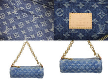 画像をギャラリービューアに読み込む, 新品未使用 LOUIS VUITTON ルイヴィトン パピヨンMM ワンショルダーバッグ M46830 モノグラム デニム ブルー ゴールド金具 中古 4b005953