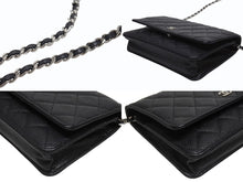 Load image into Gallery viewer, 極美品 CHANEL シャネル クラシック チェーンウォレット AP0250 30番台 キャビアスキン ココマーク キルティング ブラック 中古 4b005962