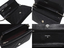 Load image into Gallery viewer, 極美品 CHANEL シャネル クラシック チェーンウォレット AP0250 30番台 キャビアスキン ココマーク キルティング ブラック 中古 4b005962