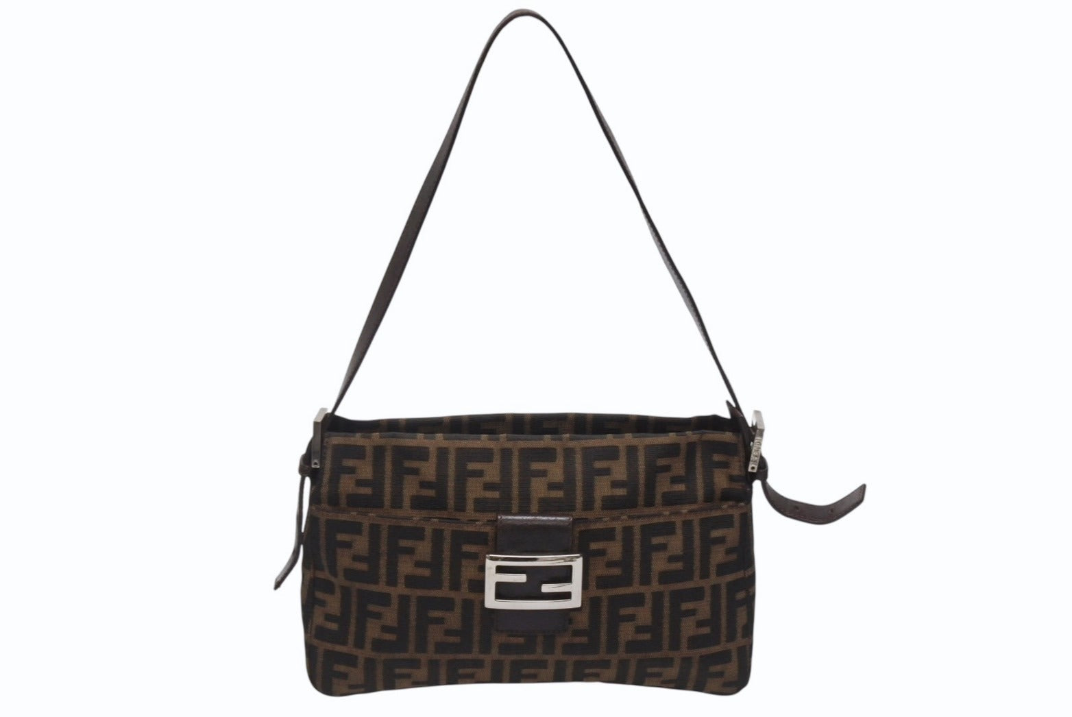 FENDI フェンディ ズッカ ショルダーバッグ ブラック×ブラウン FENDI(フェンディ) ズッカ柄 ショルダーバッグ ミニバッグ ブラック