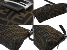 画像をギャラリービューアに読み込む, 極美品 FENDI フェンディ ズッカ柄 ワンショルダーバッグ ジャガードキャンバス レザー ブラウン ベージュ ブラック シルバー金具 中古 4b005964
