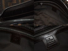 画像をギャラリービューアに読み込む, 極美品 FENDI フェンディ ズッカ柄 ワンショルダーバッグ ジャガードキャンバス レザー ブラウン ベージュ ブラック シルバー金具 中古 4b005964