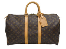 画像をギャラリービューアに読み込む, 極美品 LOUIS VUITTON ルイヴィトン モノグラム キーポル45 ボストンバッグ M41428 PVC ヌメ革 ブラウン ゴールド金具 中古 4b005972