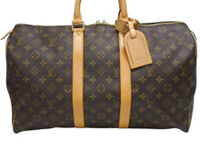 画像をギャラリービューアに読み込む, 極美品 LOUIS VUITTON ルイヴィトン モノグラム キーポル45 ボストンバッグ M41428 PVC ヌメ革 ブラウン ゴールド金具 中古 4b005972