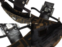 画像をギャラリービューアに読み込む, FENDI フェンディ マンマバケット ミニクロワッサン ズッカ柄 ハンドバッグ キャンバス レザー ブラウン シルバー金具 美品 中古 4b005973