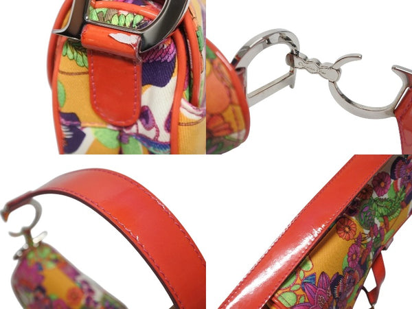 極美品 Christian Dior クリスチャンディオール サドルバッグ ワンショルダーバッグ 01RU 1004 フラワー 総柄 ガリアーノ期 中古 4b005974