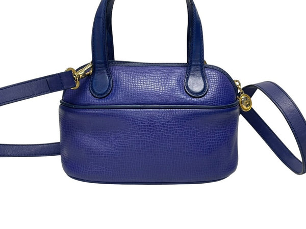 CHRISTIAN DIOR クリスチャンディオール 2WAYハンドバッグ ショルダーバッグ WS13644 レザー ブルー ゴールド金具 美品 中古 4b005980