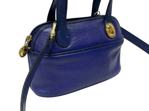 CHRISTIAN DIOR クリスチャンディオール 2WAYハンドバッグ ショルダーバッグ WS13644 レザー ブルー ゴールド金具 美品 中古 4b005980