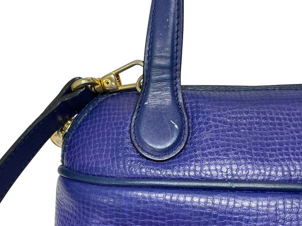 CHRISTIAN DIOR クリスチャンディオール 2WAYハンドバッグ ショルダーバッグ WS13644 レザー ブルー ゴールド金具 美品 中古 4b005980