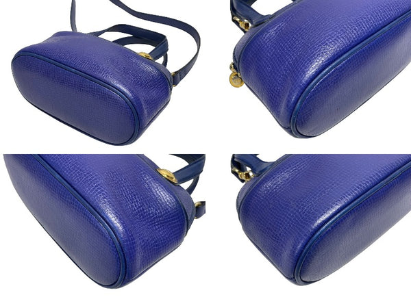 CHRISTIAN DIOR クリスチャンディオール 2WAYハンドバッグ ショルダーバッグ WS13644 レザー ブルー ゴールド金具 美品 中古 4b005980
