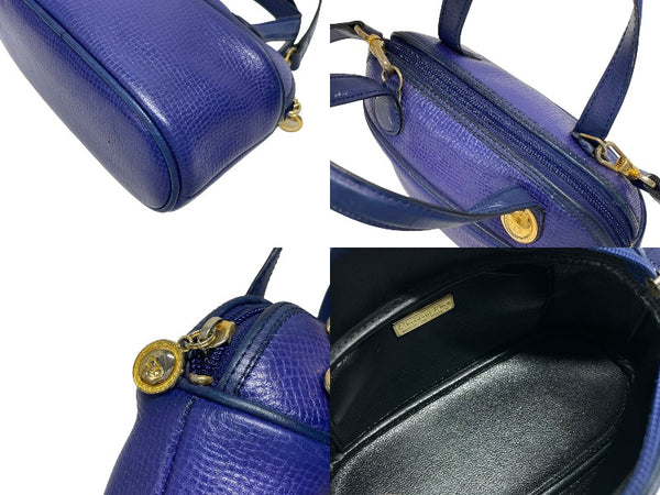 CHRISTIAN DIOR クリスチャンディオール 2WAYハンドバッグ ショルダーバッグ WS13644 レザー ブルー ゴールド金具 美品 中古 4b005980