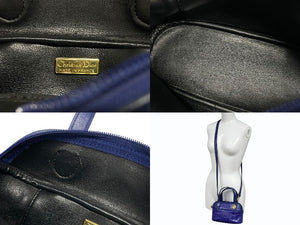 CHRISTIAN DIOR クリスチャンディオール 2WAYハンドバッグ ショルダーバッグ WS13644 レザー ブルー ゴールド金具 美品 中古 4b005980