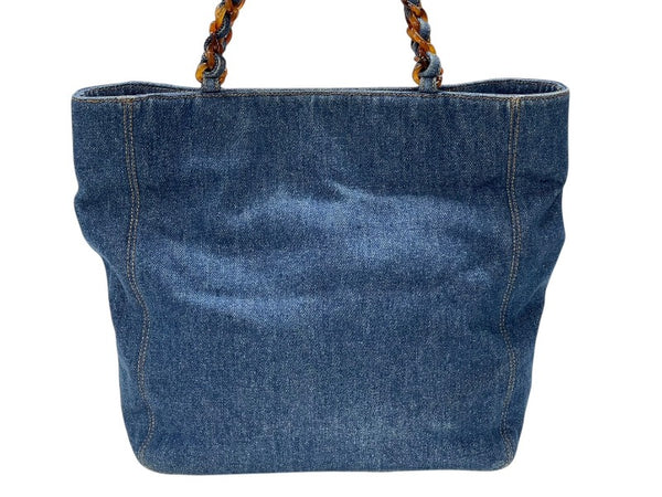 極美品 CHANEL シャネル デニム トートバッグ 5番台 ココマーク ココステッチ インディゴブルー イタリア製 中古 4b005988