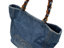 画像をギャラリービューアに読み込む, 極美品 CHANEL シャネル デニム トートバッグ 5番台 ココマーク ココステッチ インディゴブルー イタリア製 中古 4b005988