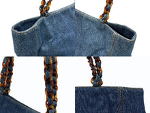 画像をギャラリービューアに読み込む, 極美品 CHANEL シャネル デニム トートバッグ 5番台 ココマーク ココステッチ インディゴブルー イタリア製 中古 4b005988