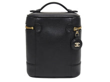 Load image into Gallery viewer, CHANEL シャネル バニティバッグ ハンドバッグ A01998 6番台 キャビアスキン ココマーク ブラック ゴールド金具 美品 中古 4b005989