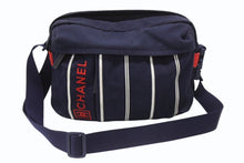 Load image into Gallery viewer, CHANEL シャネル スポーツライン ココマーク 刺繍 ショルダーバッグ 12番台 キャンバス ネイビー 美品 中古 4b005990