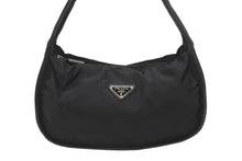 画像をギャラリービューアに読み込む, PRADA プラダ ワンショルダーバッグ ブラック ナイロン レザー ハンドバッグ BR0744 トライアングルロゴ 美品 中古 4b005997