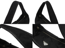 画像をギャラリービューアに読み込む, PRADA プラダ ワンショルダーバッグ ブラック ナイロン レザー ハンドバッグ BR0744 トライアングルロゴ 美品 中古 4b005997