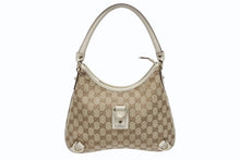 画像をギャラリービューアに読み込む, 極美品 GUCCI グッチ アビー ワンショルダーバッグ GGキャンバス 130738 214397 ベージュ アイボリー ゴールド金具 中古 4b006007