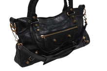 画像をギャラリービューアに読み込む, BALENCIAGA バレンシアガ ジャイアント ファースト 2wayバッグ レザー 285433・1000 213043 ブラック 美品 中古 4b006009