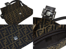 画像をギャラリービューアに読み込む, 極美品 FENDI フェンディ マンマバケット ワンショルダーバッグ 26424 ズッカ柄 キャンバス レザー ブラウン シルバー金具 中古 4b006012