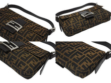 画像をギャラリービューアに読み込む, 極美品 FENDI フェンディ マンマバケット ワンショルダーバッグ 26424 ズッカ柄 キャンバス レザー ブラウン シルバー金具 中古 4b006013