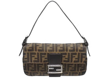 画像をギャラリービューアに読み込む, FENDI フェンディ マンマバケット ワンショルダーバッグ 26424 ズッカ柄 キャンバス レザー ブラウン シルバー金具 美品 中古 4b006014