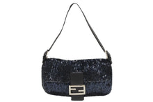 画像をギャラリービューアに読み込む, FENDI フェンディ ビーズ マンマバケット ワンショルダーバッグ 26424 ビーズ レザー ネイビー チャコール 美品 中古 4b006015