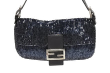 画像をギャラリービューアに読み込む, FENDI フェンディ ビーズ マンマバケット ワンショルダーバッグ 26424 ビーズ レザー ネイビー チャコール 美品 中古 4b006015