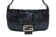 画像をギャラリービューアに読み込む, FENDI フェンディ ビーズ マンマバケット ワンショルダーバッグ 26424 ビーズ レザー ネイビー チャコール 美品 中古 4b006015