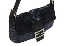画像をギャラリービューアに読み込む, FENDI フェンディ ビーズ マンマバケット ワンショルダーバッグ 26424 ビーズ レザー ネイビー チャコール 美品 中古 4b006015