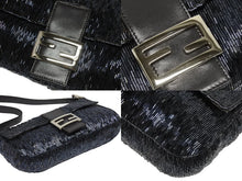 画像をギャラリービューアに読み込む, FENDI フェンディ ビーズ マンマバケット ワンショルダーバッグ 26424 ビーズ レザー ネイビー チャコール 美品 中古 4b006015