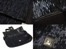 画像をギャラリービューアに読み込む, FENDI フェンディ ビーズ マンマバケット ワンショルダーバッグ 26424 ビーズ レザー ネイビー チャコール 美品 中古 4b006015