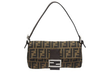 画像をギャラリービューアに読み込む, 極美品 FENDI フェンディ マンマバケット ワンショルダーバッグ 26424 ズッカ柄 キャンバス レザー ブラウン シルバー金具 中古 4b006016